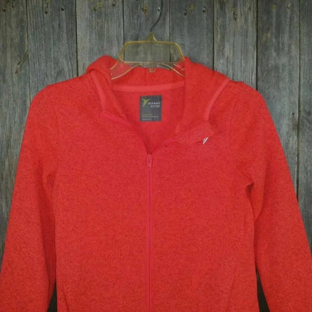 Old‎ Navy Active L Pullover full Zip Top 10 12 Girls Hood Hoodie Bright Coral